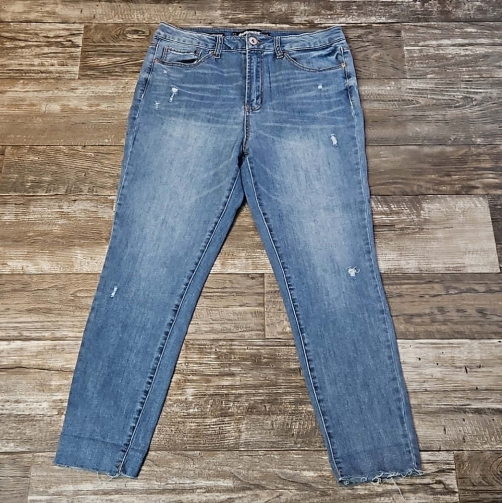 Dollhouse Denim High-Rise Crop Distressed Skinny Stretch Blue Jeans Juniors 13